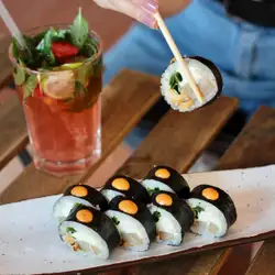 Choice sushi and pizza